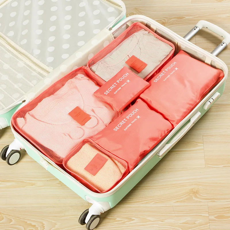 6pcs Set Travel Storage Bags Suitcase Packing Set Storage Cases Portable Luggage Organizer Clothes Shoe Foldable Organizer